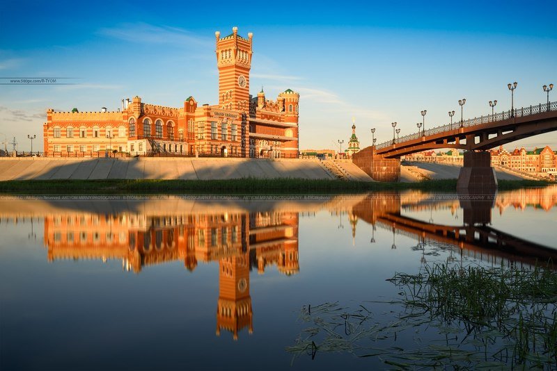 йошкар ола, россия, артем мирный, отражение, замок, вода, река, artyom mirniy, yoshkar ola, башня, свет, мост патриарший, марий, эл, Архитектурный комплексphoto preview