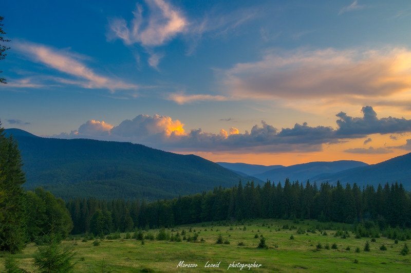 #nature, #туман, #лес, #oсень, #украина, #карпаты, #пейзаж, #закат, #туман, #солнце, #свет, #mountain range, #mountains, #туризм, #лес, #nature, #природа, вечір у Карпатах фото превью