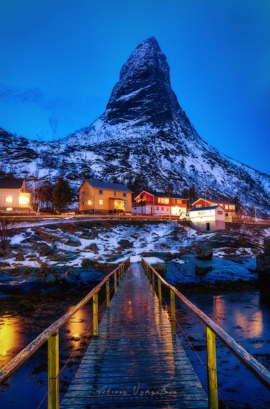 лофотены, норвегия, рейне, рог, гора, вечер, lofoten, norway, horn, mountain, reine Рогphoto preview