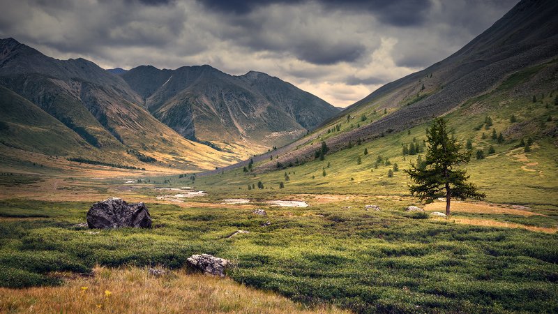 пейзаж, природа, ущелье, горы,  река, тара, дара, южно, чуйский, хребет, алтай, сибирь, поход, путешествие,  большой, высокий, облака, далекий Ущелье реки Тараphoto preview