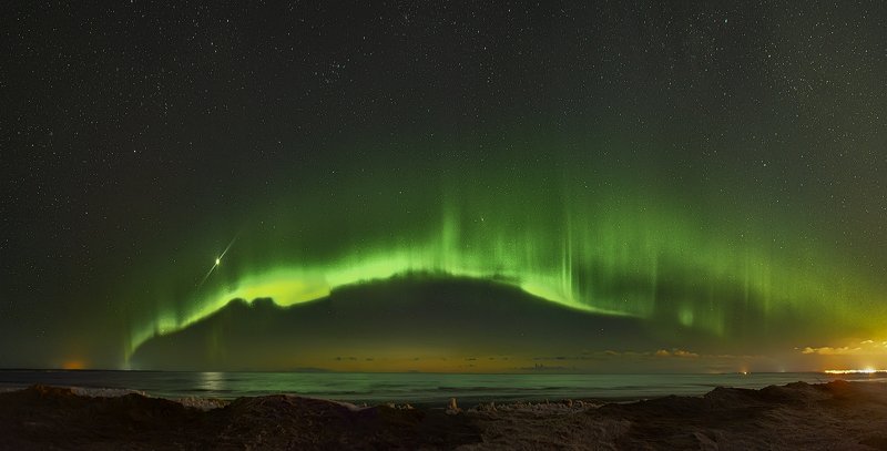 архангельская обасть, ночное фото, белое море, русский север, северное сияние Aurora Borealis над Белым моремphoto preview