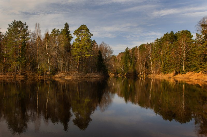 рассвет, золотой час, река, керженец, вода, пейзаж, отражения Место силыphoto preview