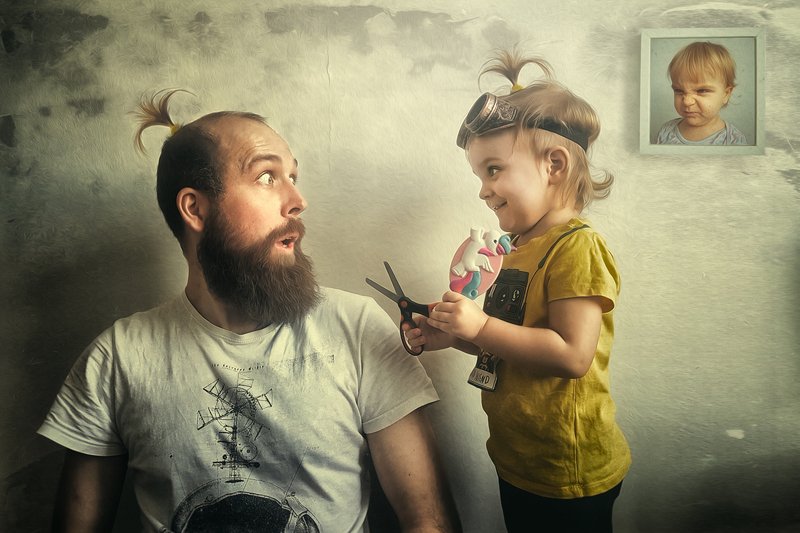 портрет, ребенок, цвет, картина, юмор, семья, творческое, редактирование, portrait, light, image, creative, edit И будет два на подбородкеphoto preview