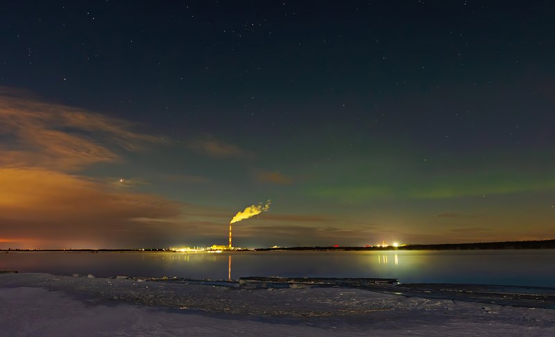 печора,коми,север,природа,аврора,северное сияние, весна, снег, вода, pechora komi,aurora,northern, Просто вечерphoto preview