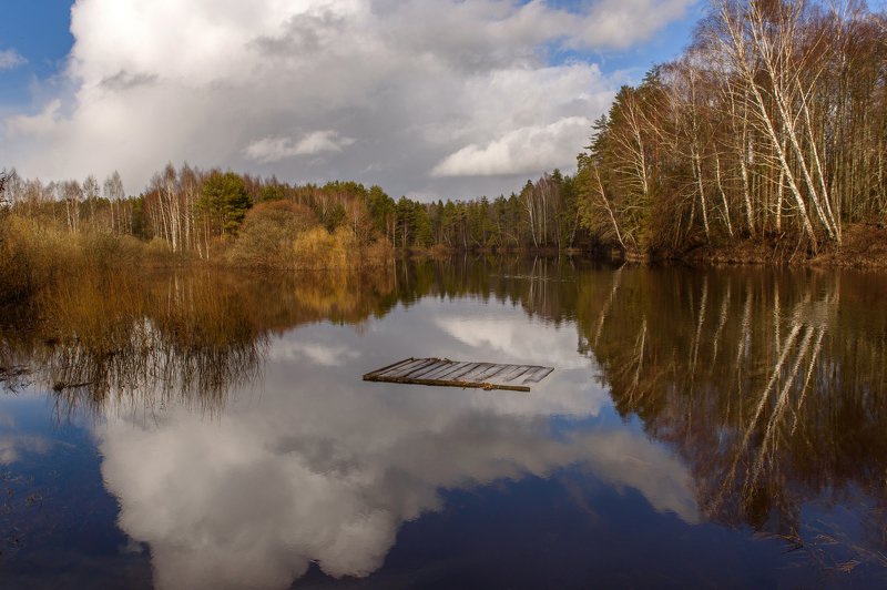 плот, закат, река, отражение, пейзаж Плот в облакаphoto preview