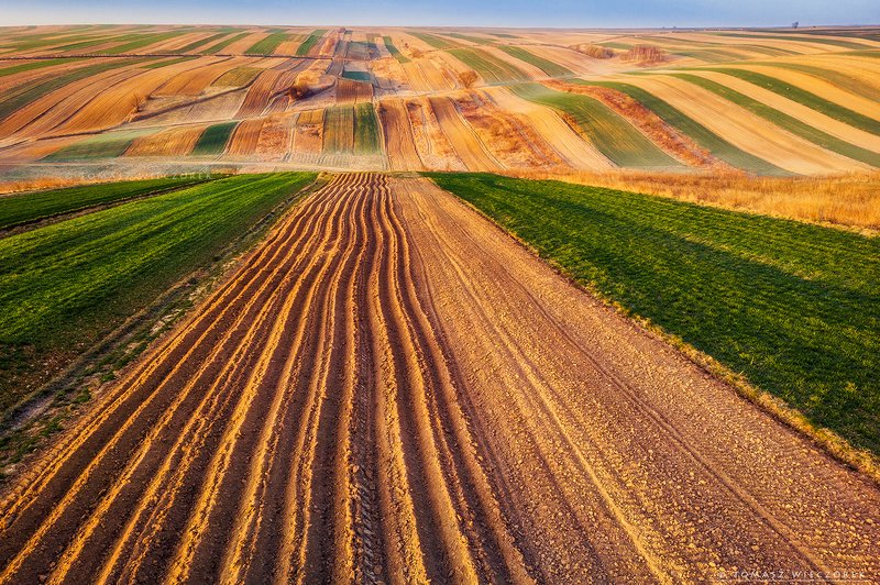 poland, polish, landscape, sunrise, sunset, colours, awesome, amazing, adventure, travel, beautiful, morning, light, fields, spring, drone, air, infinity, carpets The fieldsphoto preview
