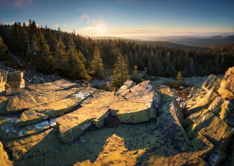 landscape, tree, sunrise, panorama, fog Sunrise in the Lost Stonesphoto preview