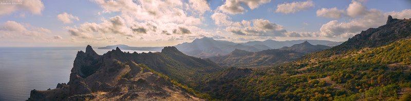 карадаг, осень, октябрь, горы, небо, облака, панорама Карадаг в октябреphoto preview