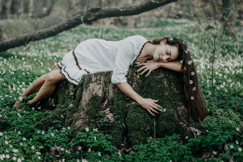 girl, spring, flowers, forest Spirit of Naturephoto preview