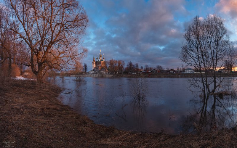 холуй, южский район, ивановская область, теза, река теза, река, разлив, весна \