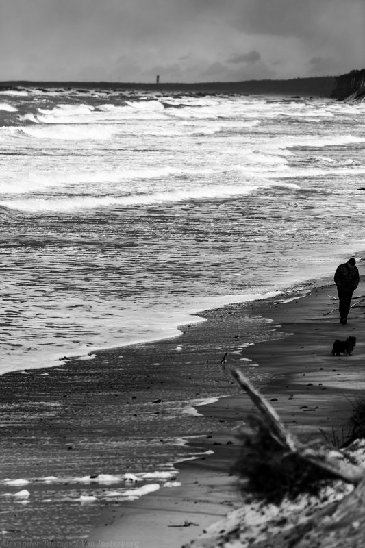 море, балтика, балтийское море, люди, человек, черно-белая фотография, чб, волны, природа, монохром, black and white, monochrome, ***photo preview