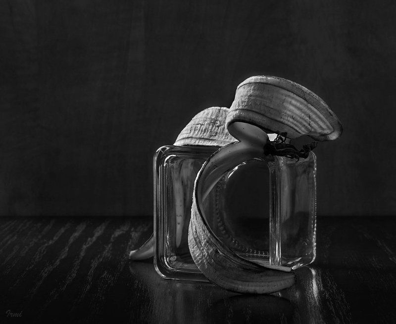 стекло, сосуд, банановая, кожура, сухой, лист Метаморфозыphoto preview