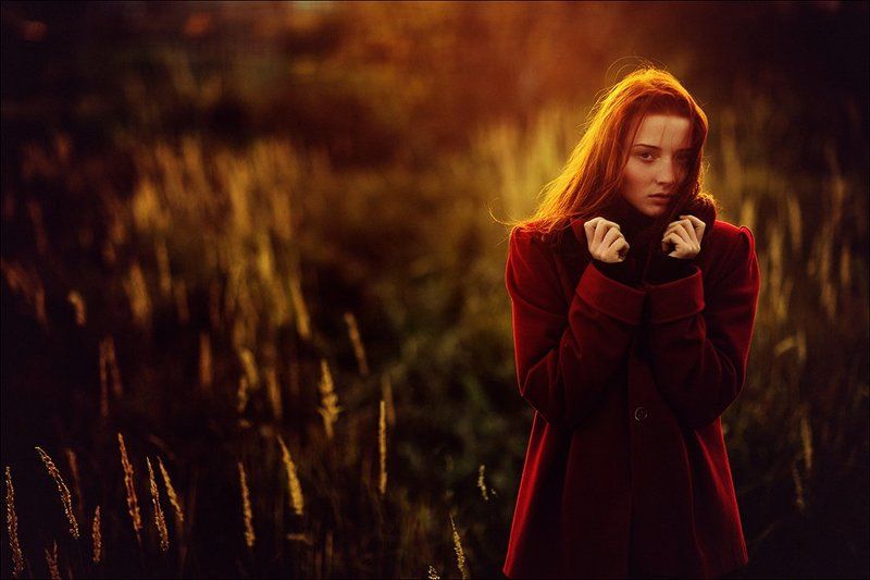 red, autumn, girl, portrait, reg hair redphoto preview
