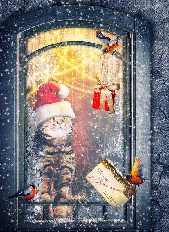 коллаж, фотоарт, фотошоп, рождество Рождественский подарокphoto preview