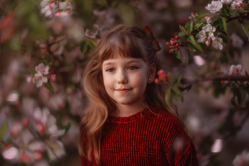 девочка, , , детство, яблоня, цвет, весна, вечер, ребенок, цветы, закат когда яблоня цветет...photo preview