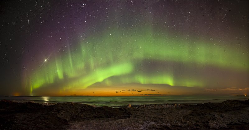 архангельская обасть, ночное фото, белое море, русский север, северное сияние Огни Беломорьяphoto preview
