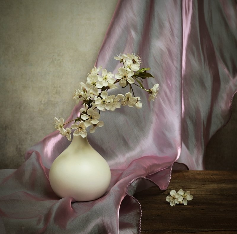 martwa natura, kwiaty, wiosna, bukiet, dzbanek, z kwiatem wiśniphoto preview