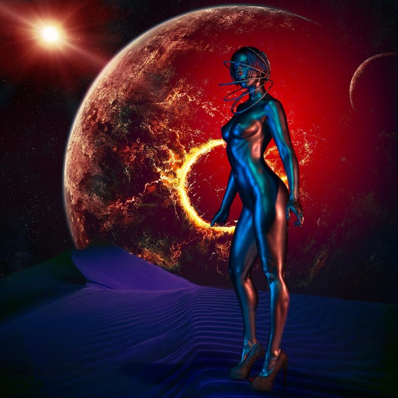 djfoto, nudevilnius, bodyart, bodypainting, metallography, metallic, manipulation Space fantasyphoto preview