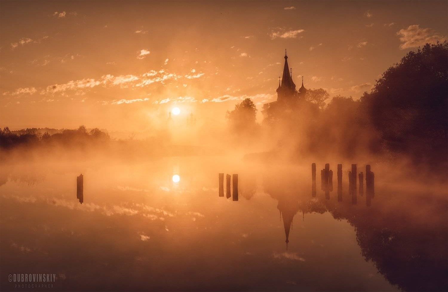 Дунилово. Автор: Михаил Дубровинский дунилово, теза, река, село, ивановская область, туман, рассвет, Михаил Дубровинский