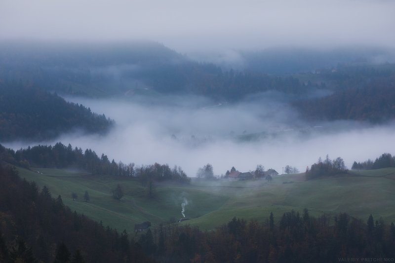 slovenia, mist, morning, autumn, landscape, nature, словения, природа, пейзаж, горы, туман, утро photo preview