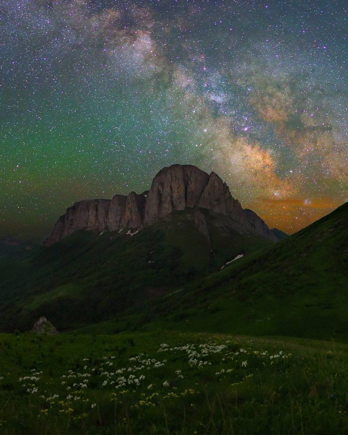 ночь большой тхач ночной пейзаж астрофотография звезды созвездия млечный путь ачешбоки, Михаил Рева