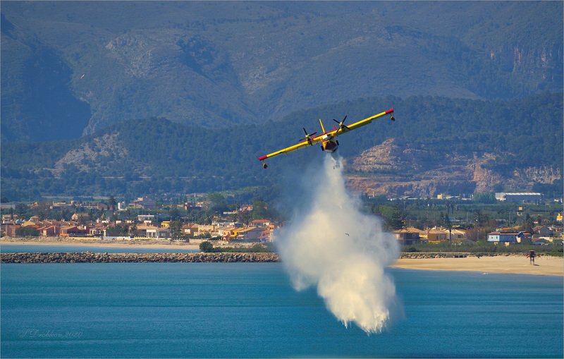 гидросамолёт, птицы, горы, пляж, море Три птицыphoto preview