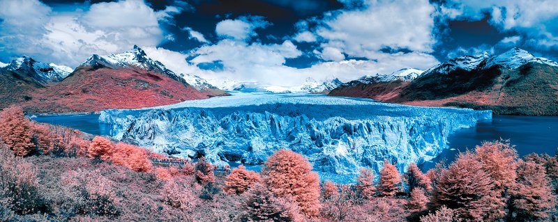 scenic, landscape, infrared, ir, mountains, glacier, sky, snow, nature Perito Moreno Glacier (IR)photo preview