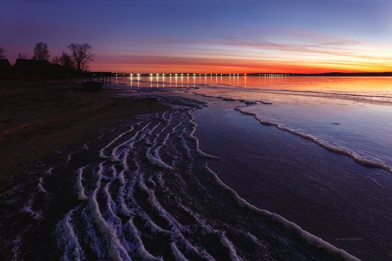 зима огни лед дорога ###photo preview