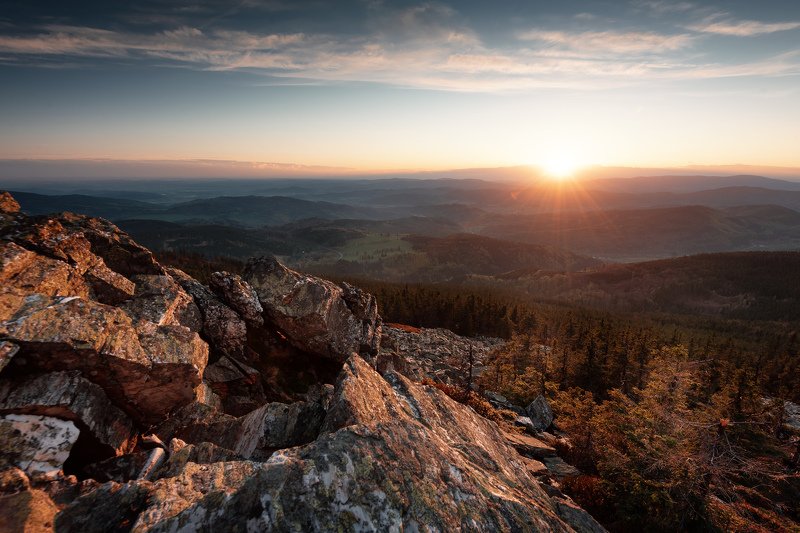 landscape, mountains, sunset, czech republic, forest Sunset on the lost stonesphoto preview