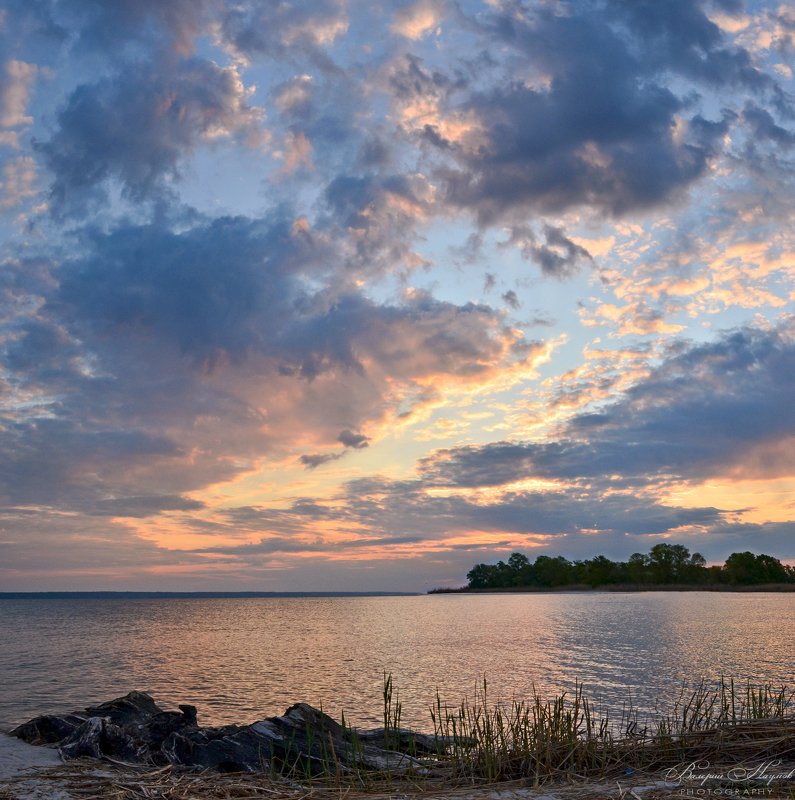 утро, рассвет, восход, весна, облака, река Про облакаphoto preview