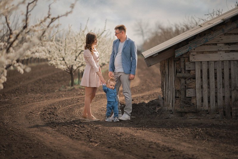 семейный портрет, цветущие сады, семейная фотография, семейный фотограф photo preview