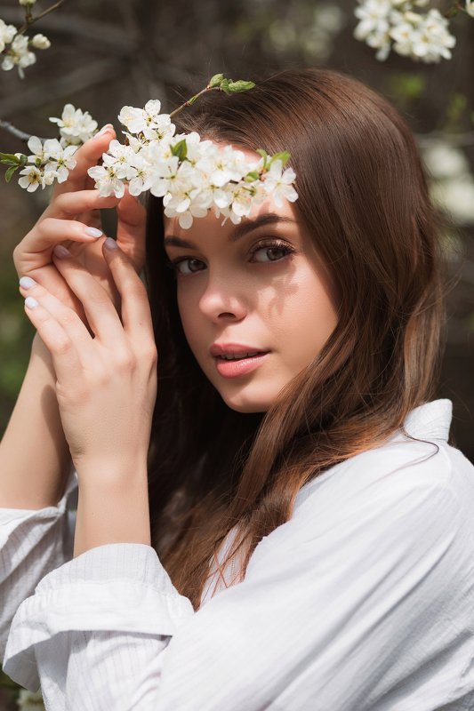 Portrait, Beauty, Flower, bloom, Front View, girl, shadow, eyes Flowers shadowphoto preview