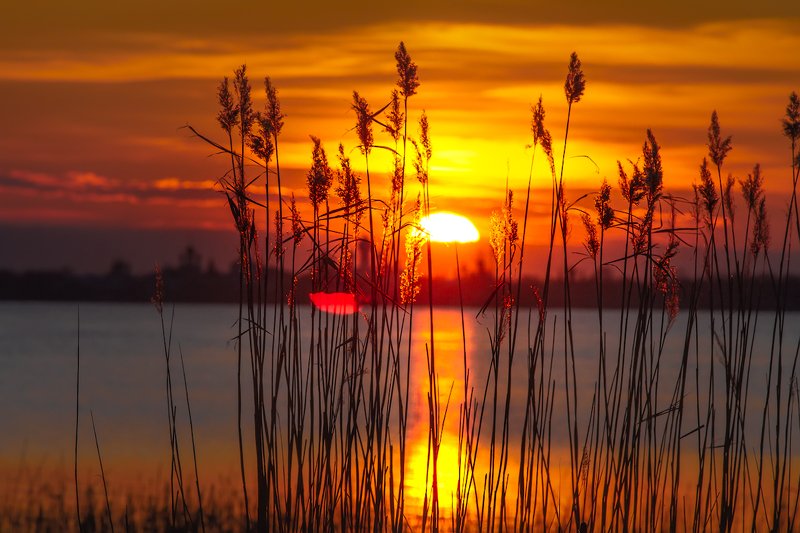 озеро, закат, весна Закатнаяphoto preview