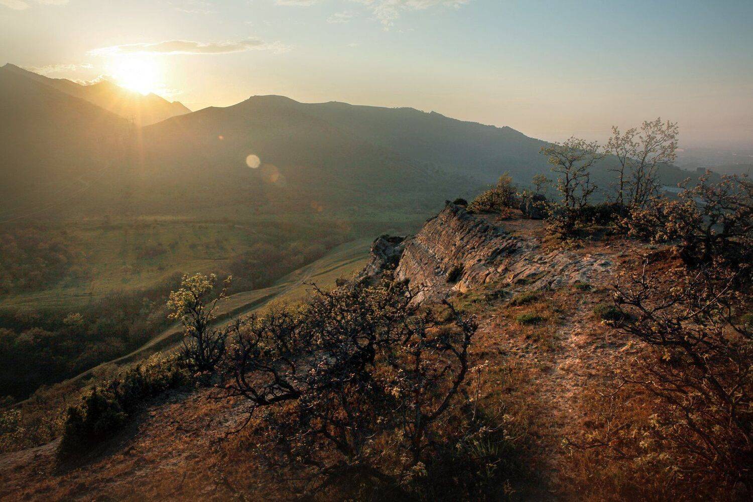 закат,горы,вершины,пейзаж,небо,деревья,дагестан,природа, Marat Magov