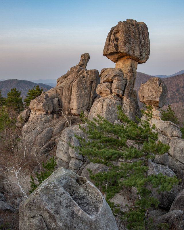 приморский край, останцы, белый город, синегорье, скалы, рассвет Белый Городphoto preview