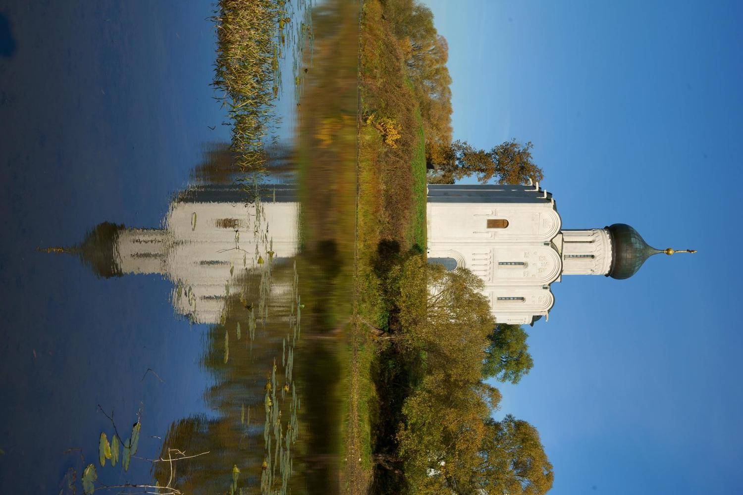 russia, vladimir, landscape, autumn, reflection, architecture, church, pond, travel, beautiful, culture, bobolyubovo,, Shin