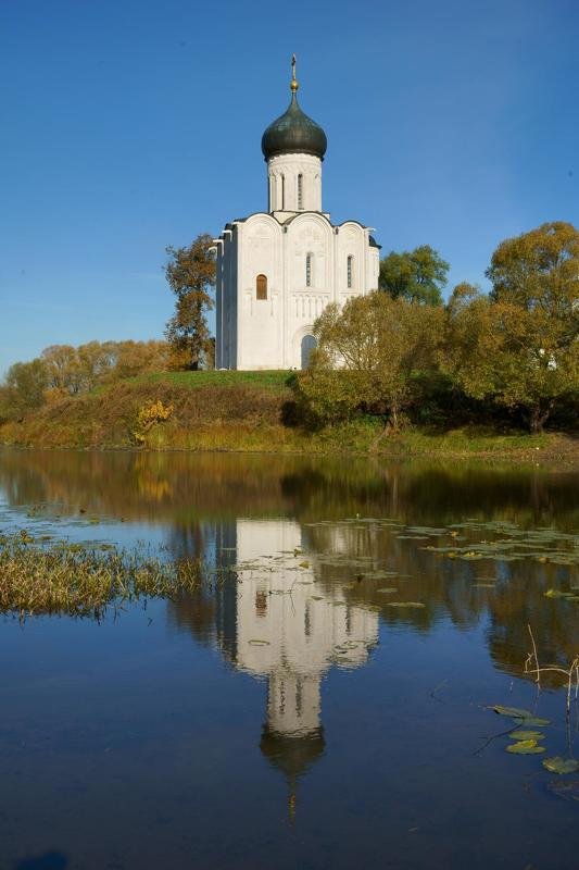 russia, vladimir, landscape, autumn, reflection, architecture, church, pond, travel, beautiful, culture, bobolyubovo, Pokrova-Na-Nerli churchphoto preview