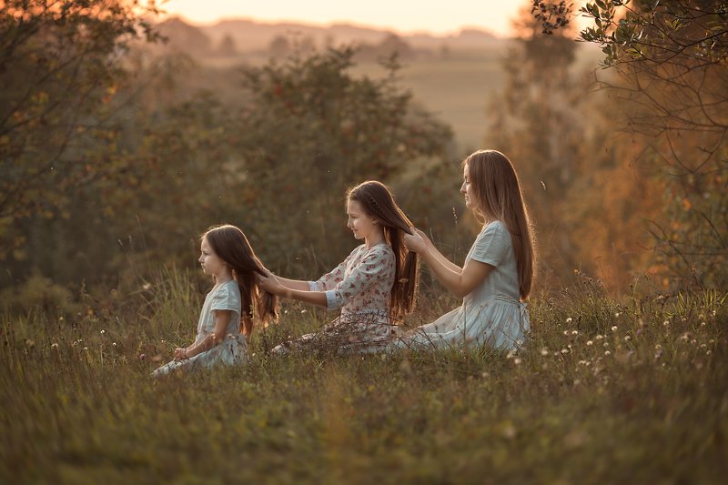 мама, девочка, закат, природа, лето Теплый вечерphoto preview