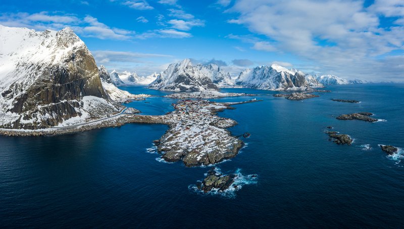 reine, lofoten, moskenes, aerial, winter, norway Reine, Lofotenphoto preview