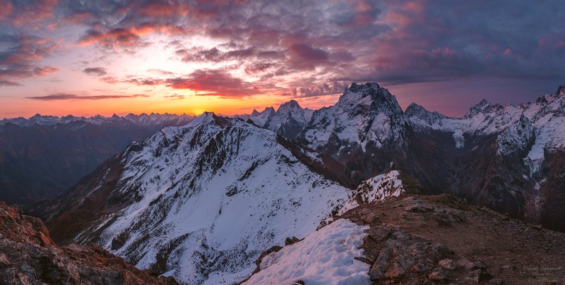 домбай, домбай-ульген, кчр, карачаево-черкессия, карачай, теберда, гоначхир, птыш, рассвет, панорама, осень, кавказ, северный кавказ, гкх, caucasus \