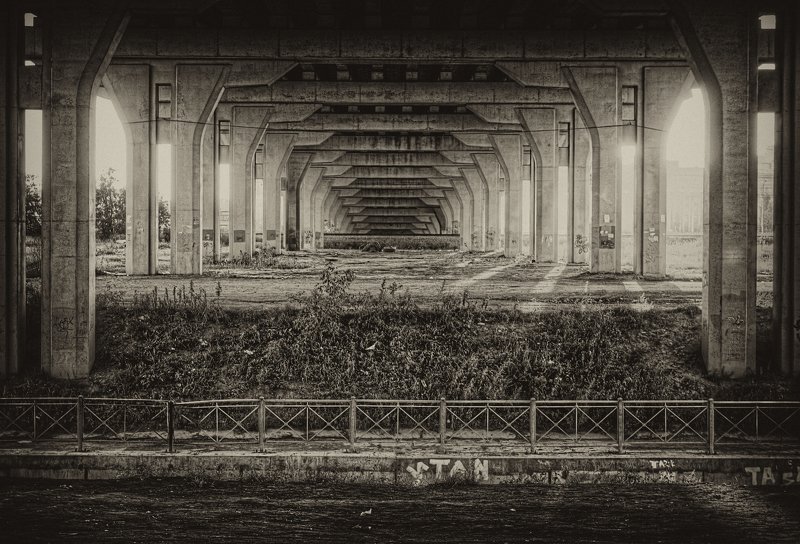 дорога, индастриал, канал, мост, симметрия под мостомphoto preview