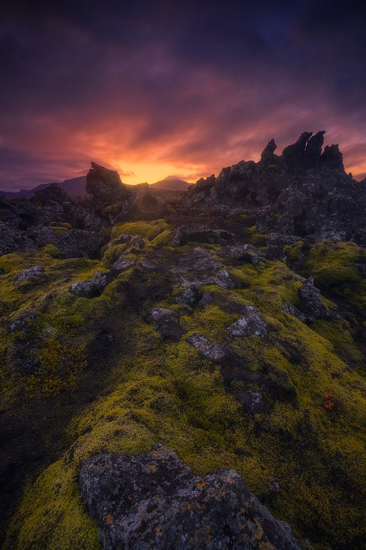 lava fields iceland sunrise clouds moss rock rocks landscape  lava fieldsphoto preview