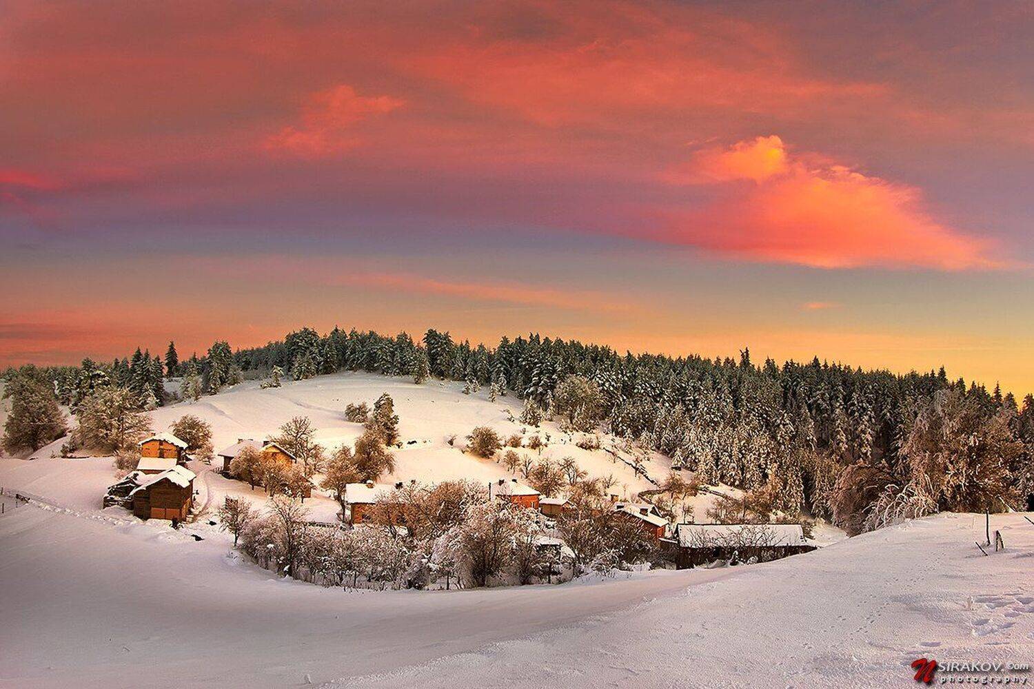 The color of Magic. Автор: Nikolay Sirakov bulgaria, avramovo, sunset, landscape, snow, winter, clouds, pink, blue, nsirakov, Nikolay Sirakov