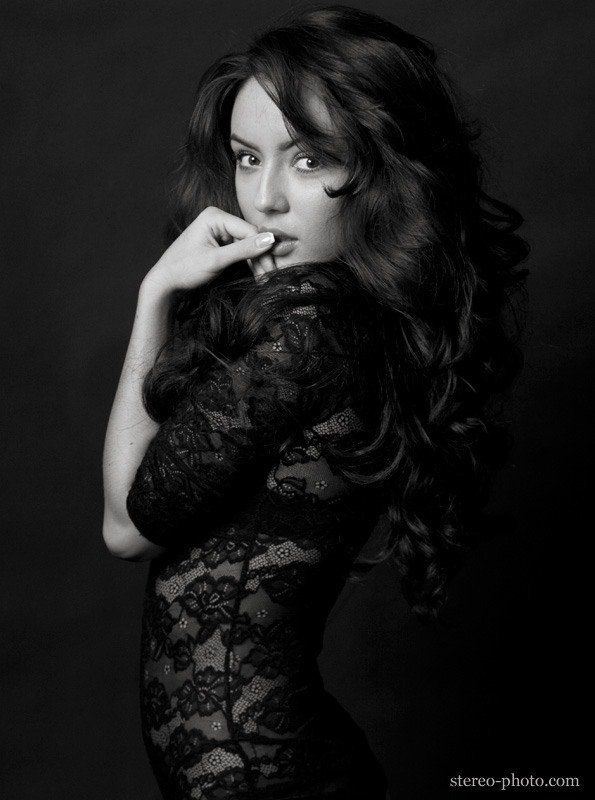 девушка, портрет, чб -photo preview