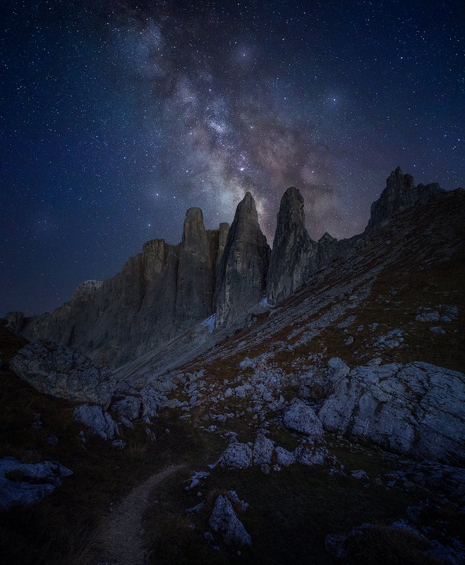 passo sella dolomiti dolomites italy landscape night milky way stars  passo sella photo preview