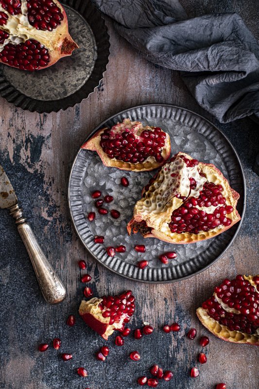 food photography fresh fruit pomegranate foodie still life flatlay Pomegranatephoto preview