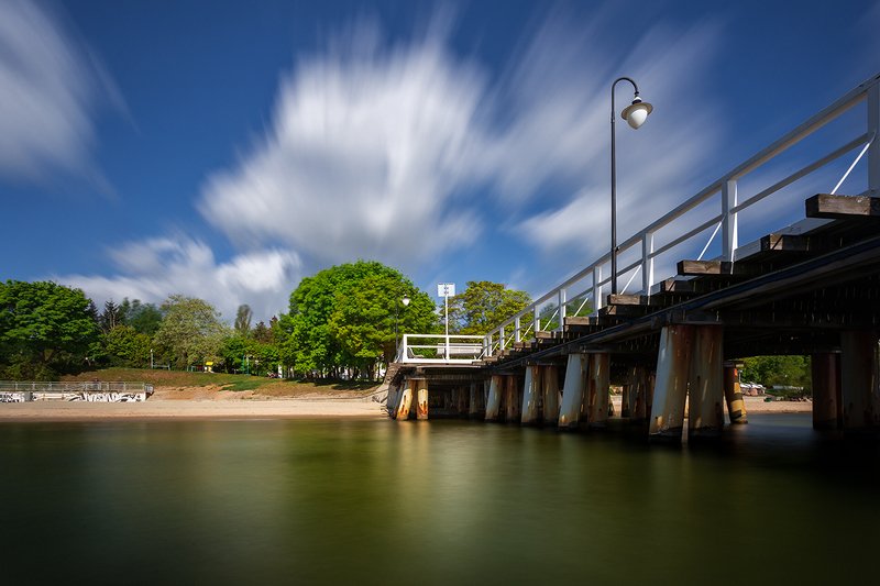 gdynia, baltic sea, poland, pier, clouds, sea, wind, sun, long exposure Windy morningphoto preview