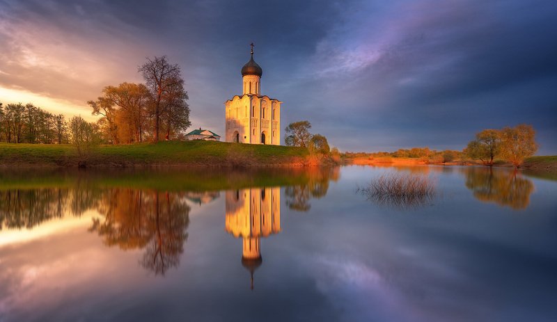 Россия, закат, Боголюбово, обработка, уроки Летний закат в Боголюбово...photo preview