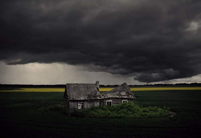 Clouds, sky, storm, house, field, Lithuania *photo preview