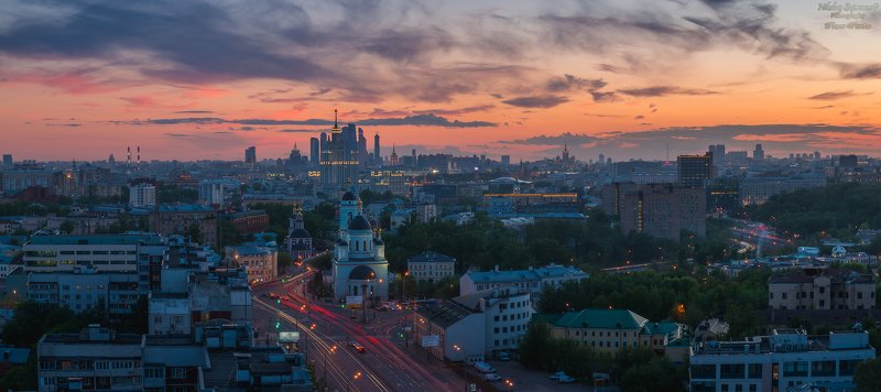 москва, улица сергия радонежского, площадь ильича, римская, высотка на котельнической, столица, панорамы москвы, закат, весна, городской пейзаж, moscow \